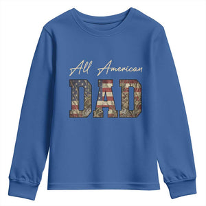 Retro All American Dad Youth Sweatshirt 4th of July Father's Day TS14 Royal Blue Print Your Wear