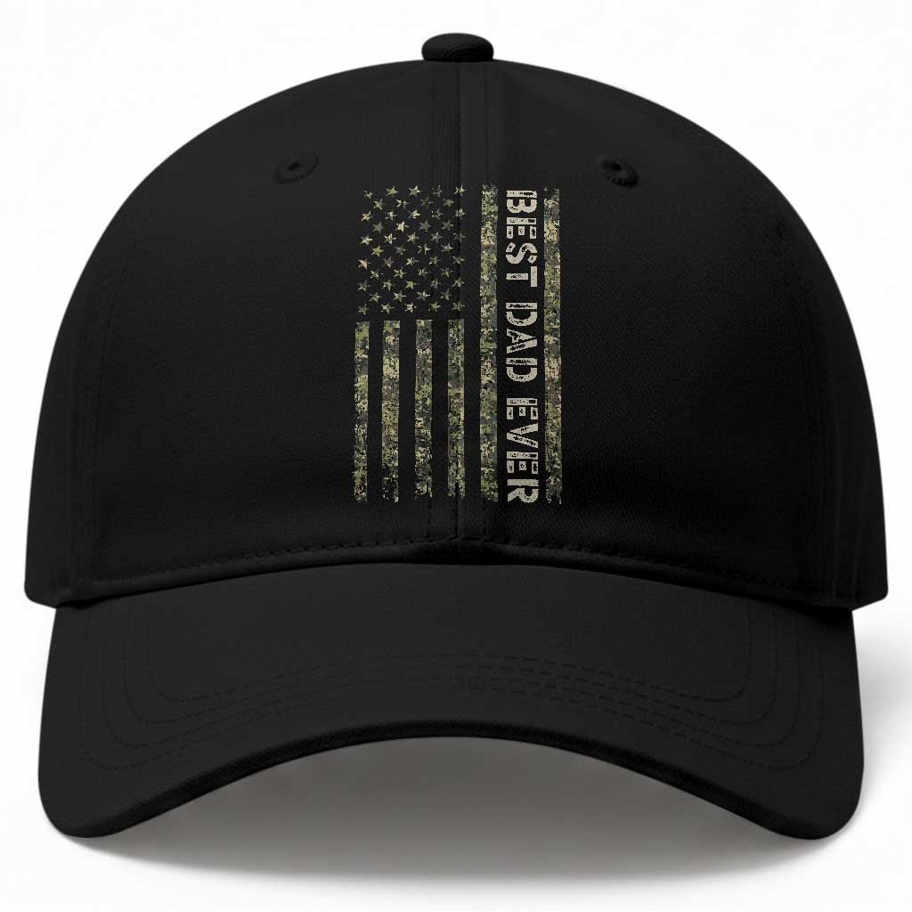 Best Dad Ever Baseball Cap Patriotic USA Flag 4th of July Camo American Flag Camouflage TS14 Print Your Wear