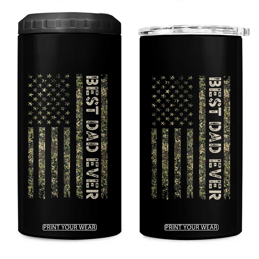 Best Dad Ever 4 in 1 Can Cooler Tumbler Patriotic USA Flag 4th of July Camo American Flag Camouflage