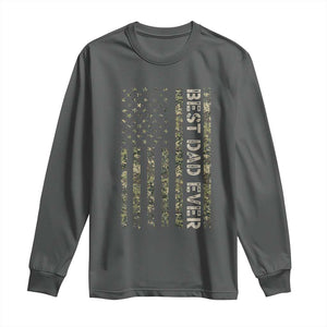 Best Dad Ever Long Sleeve Shirt Patriotic USA Flag 4th of July Camo American Flag Camouflage TS14 Dark Heather Print Your Wear