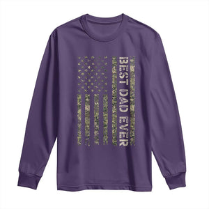 Best Dad Ever Long Sleeve Shirt Patriotic USA Flag 4th of July Camo American Flag Camouflage TS14 Purple Print Your Wear