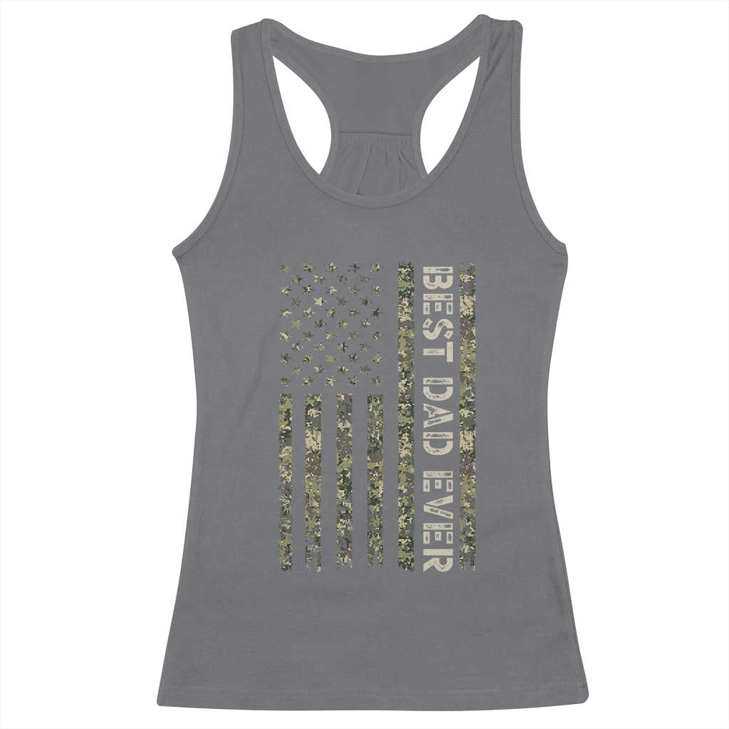 Best Dad Ever Racerback Tank Top Patriotic USA Flag 4th of July Camo American Flag Camouflage TS14 Charcoal Print Your Wear