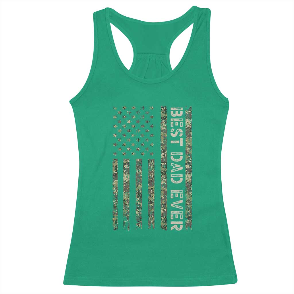 Best Dad Ever Racerback Tank Top Patriotic USA Flag 4th of July Camo American Flag Camouflage TS14 Irish Green Print Your Wear