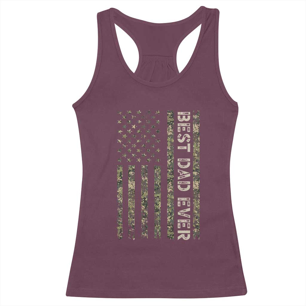 Best Dad Ever Racerback Tank Top Patriotic USA Flag 4th of July Camo American Flag Camouflage TS14 Maroon Print Your Wear