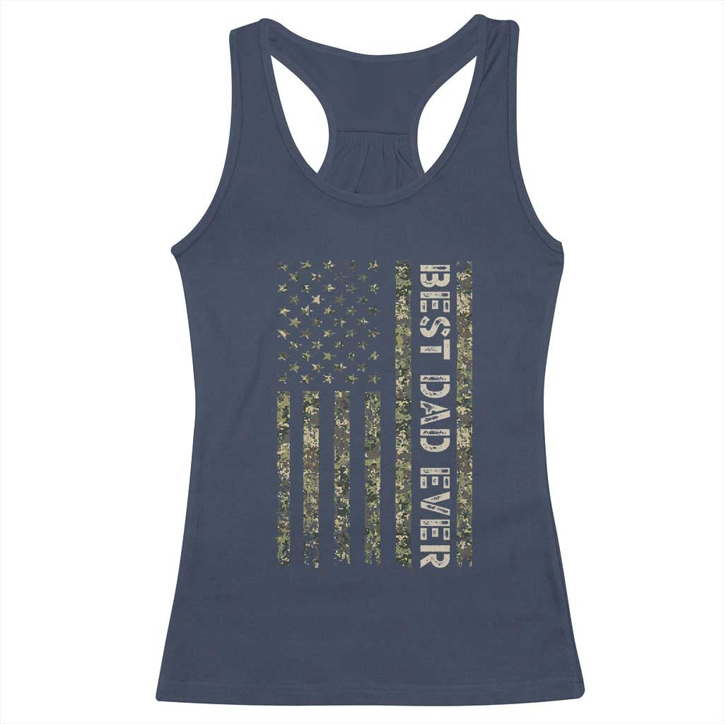 Best Dad Ever Racerback Tank Top Patriotic USA Flag 4th of July Camo American Flag Camouflage TS14 Navy Print Your Wear