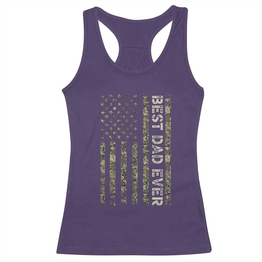 Best Dad Ever Racerback Tank Top Patriotic USA Flag 4th of July Camo American Flag Camouflage TS14 Purple Print Your Wear