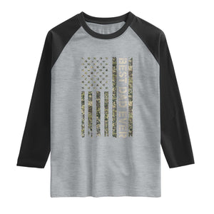 Best Dad Ever Raglan Shirt Patriotic USA Flag 4th of July Camo American Flag Camouflage TS14 Heather Gray Black Print Your Wear