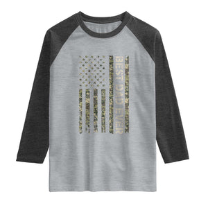 Best Dad Ever Raglan Shirt Patriotic USA Flag 4th of July Camo American Flag Camouflage TS14 Heather Gray Heather Charcoal Print Your Wear