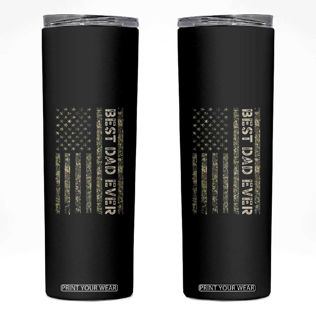 Best Dad Ever Skinny Tumbler Patriotic USA Flag 4th of July Camo American Flag Camouflage