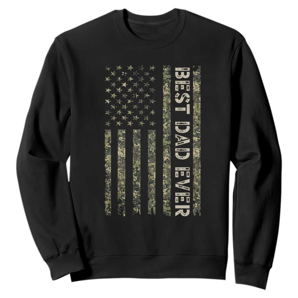 Best Dad Ever Sweatshirt Patriotic USA Flag 4th of July Camo American Flag Camouflage TS14 Black Print Your Wear