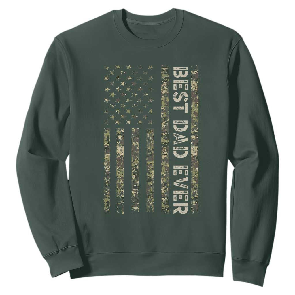 Best Dad Ever Sweatshirt Patriotic USA Flag 4th of July Camo American Flag Camouflage TS14 Dark Forest Green Print Your Wear