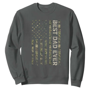 Best Dad Ever Sweatshirt Patriotic USA Flag 4th of July Camo American Flag Camouflage TS14 Dark Heather Print Your Wear