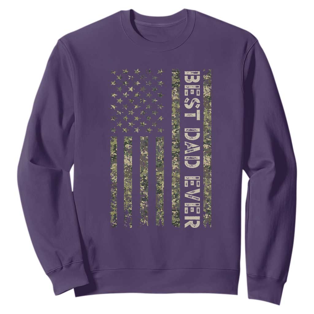 Best Dad Ever Sweatshirt Patriotic USA Flag 4th of July Camo American Flag Camouflage TS14 Purple Print Your Wear