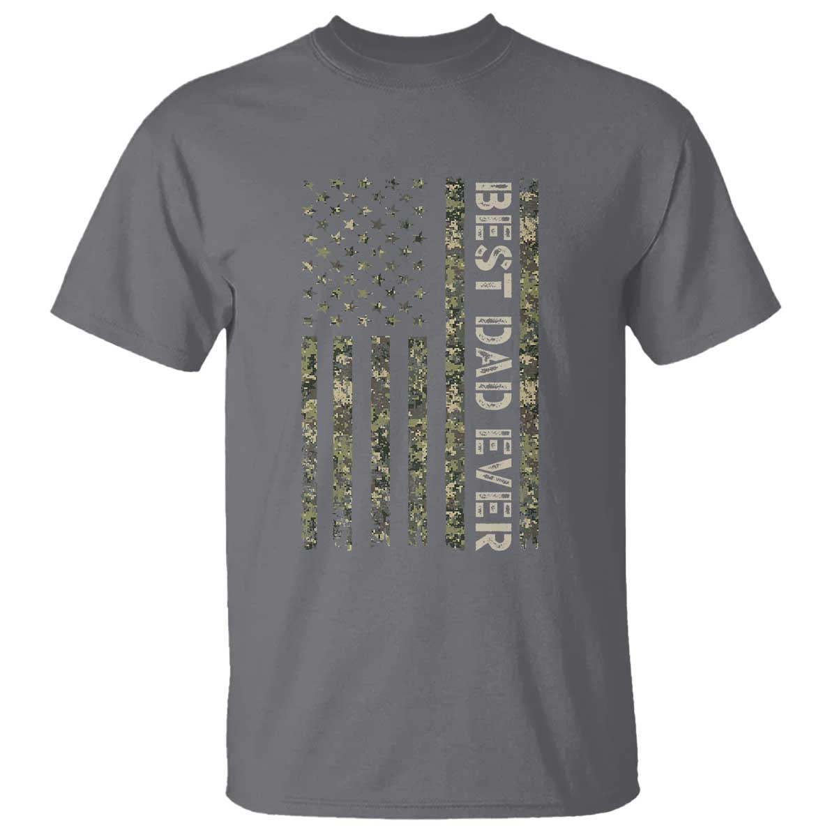 Best Dad Ever T Shirt Patriotic USA Flag 4th of July Camo American Flag Camouflage TS14 Charcoal Print Your Wear