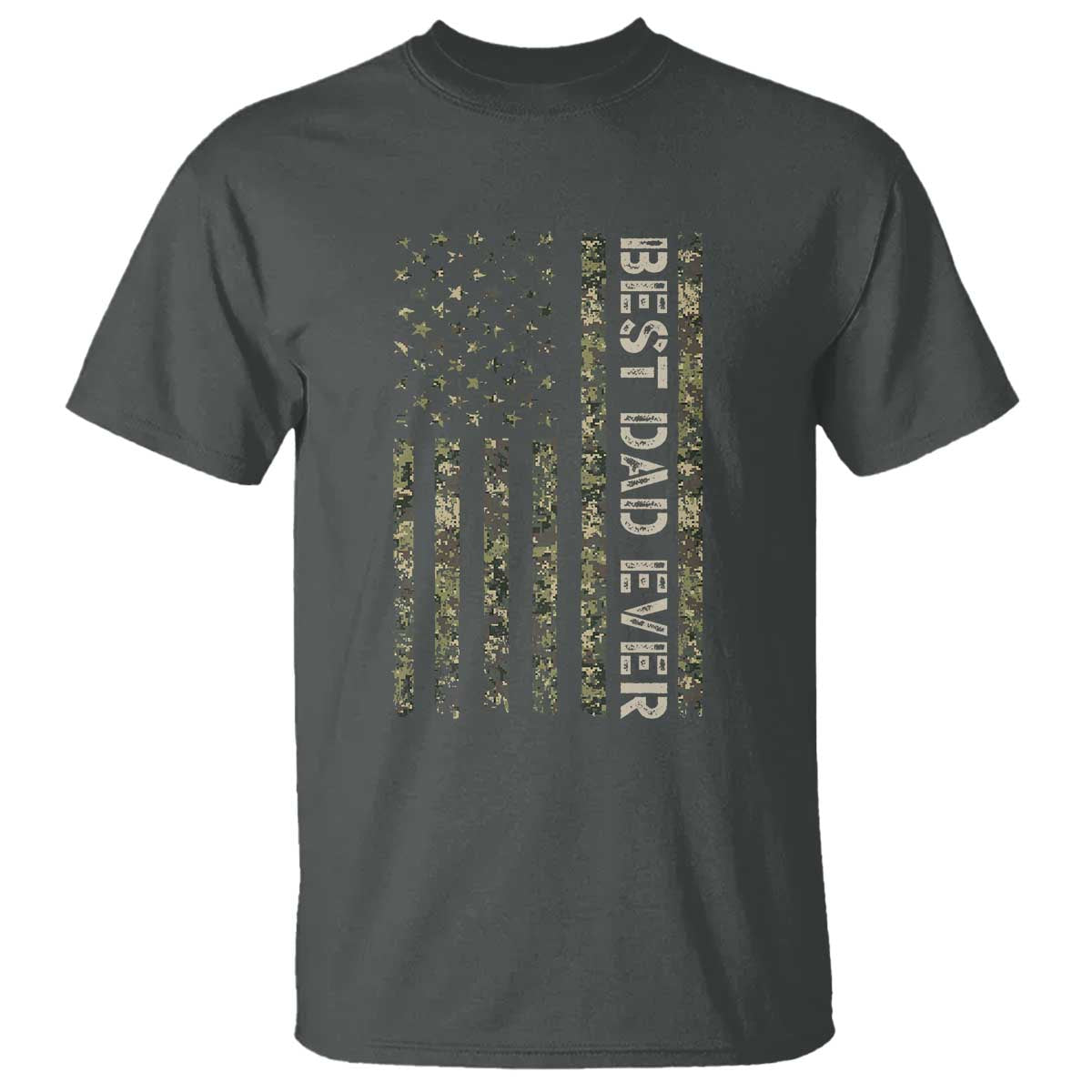 Best Dad Ever T Shirt Patriotic USA Flag 4th of July Camo American Flag Camouflage TS14 Dark Heather Print Your Wear