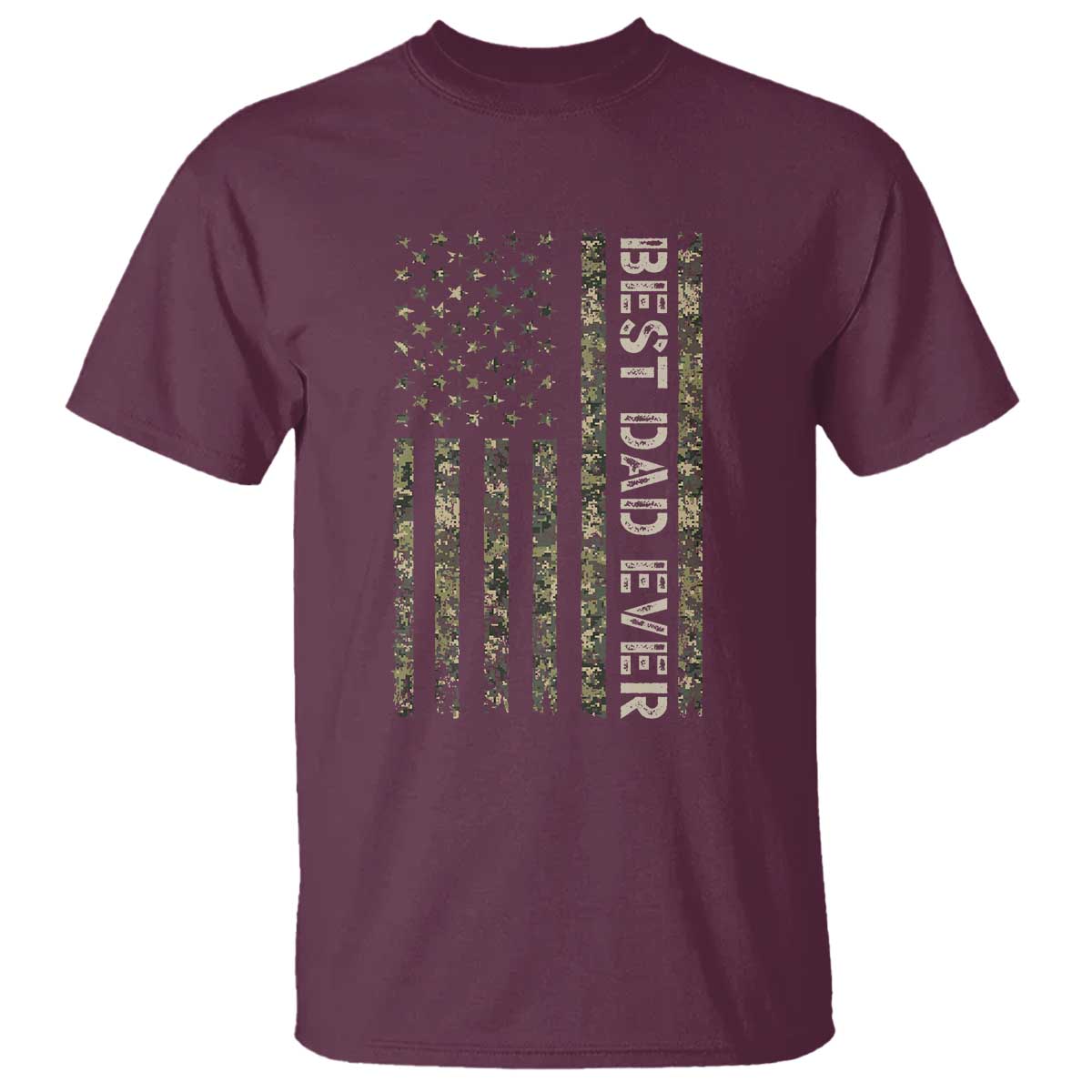 Best Dad Ever T Shirt Patriotic USA Flag 4th of July Camo American Flag Camouflage TS14 Maroon Print Your Wear