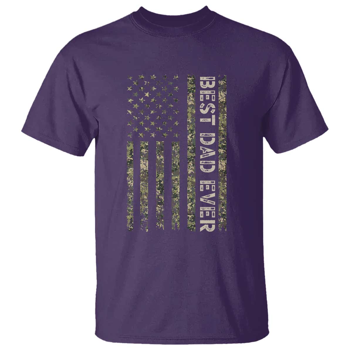 Best Dad Ever T Shirt Patriotic USA Flag 4th of July Camo American Flag Camouflage TS14 Purple Print Your Wear