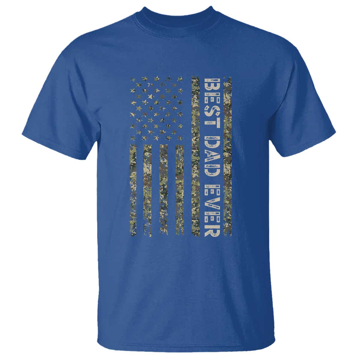 Best Dad Ever T Shirt Patriotic USA Flag 4th of July Camo American Flag Camouflage TS14 Royal Blue Print Your Wear