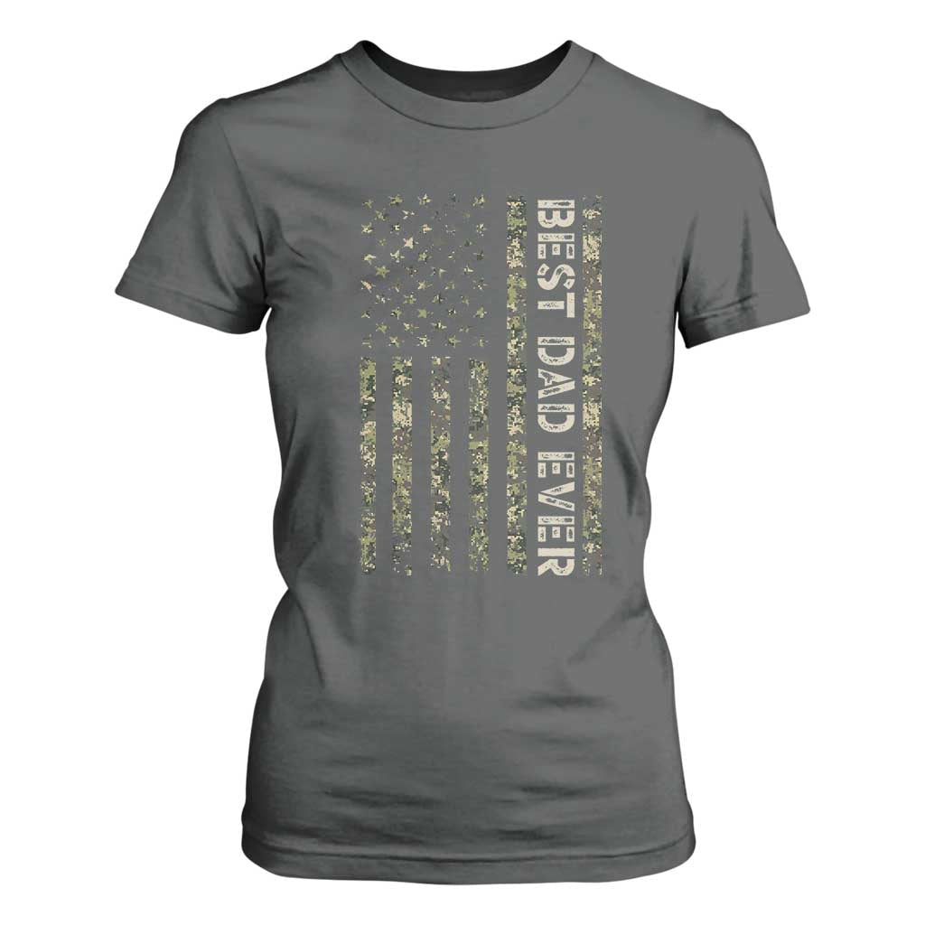 Best Dad Ever T Shirt For Women Patriotic USA Flag 4th of July Camo American Flag Camouflage