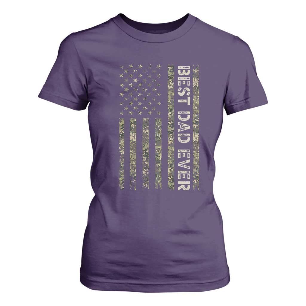 Best Dad Ever T Shirt For Women Patriotic USA Flag 4th of July Camo American Flag Camouflage