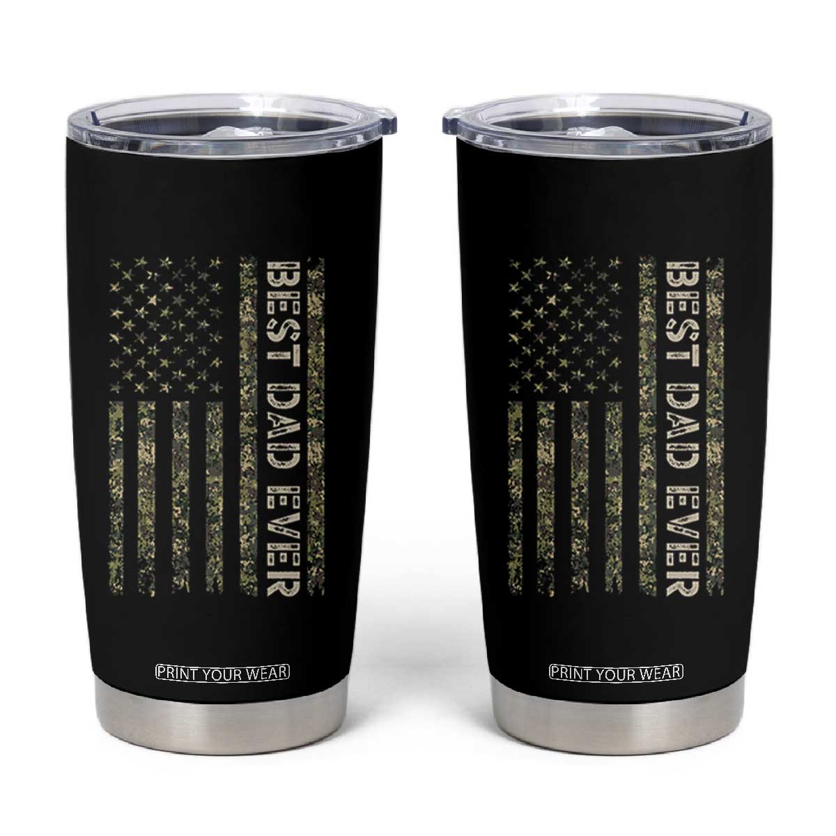 Best Dad Ever Tumbler Cup Patriotic USA Flag 4th of July Camo American Flag Camouflage TS14 Black Print Your Wear