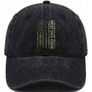 Best Dad Ever Washed Cotton Baseball Cap Patriotic USA Flag 4th of July Camo American Flag Camouflage TS14 Print Your Wear