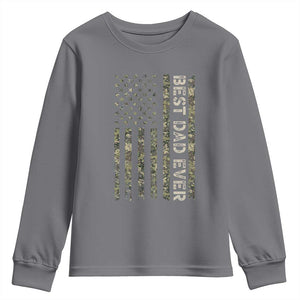 Best Dad Ever Youth Sweatshirt Patriotic USA Flag 4th of July Camo American Flag Camouflage TS14 Charcoal Print Your Wear