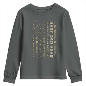 Best Dad Ever Youth Sweatshirt Patriotic USA Flag 4th of July Camo American Flag Camouflage TS14 Dark Heather Print Your Wear