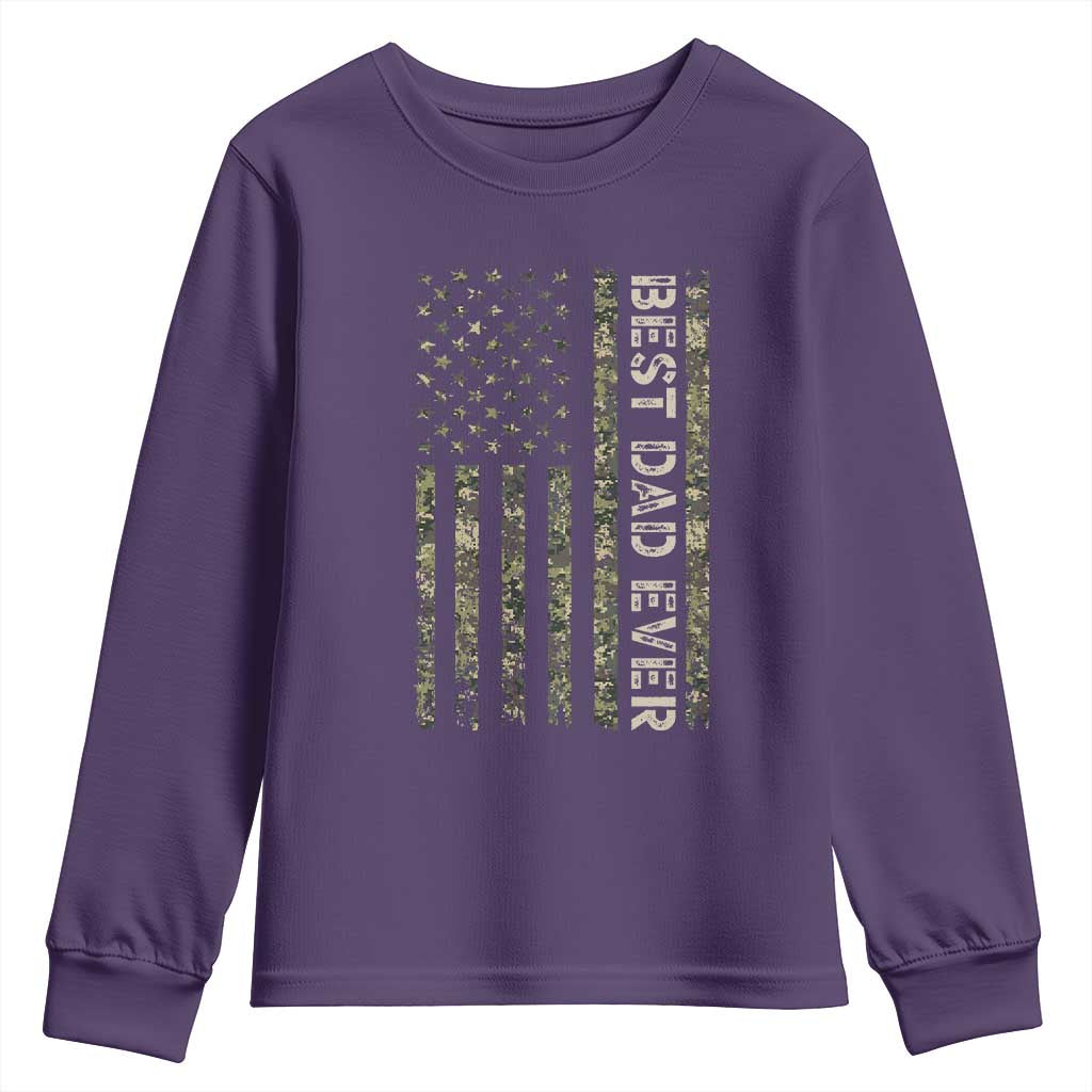 Best Dad Ever Youth Sweatshirt Patriotic USA Flag 4th of July Camo American Flag Camouflage TS14 Purple Print Your Wear