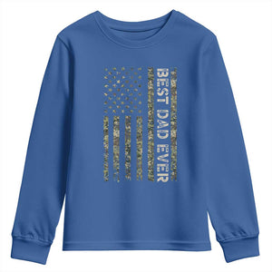 Best Dad Ever Youth Sweatshirt Patriotic USA Flag 4th of July Camo American Flag Camouflage TS14 Royal Blue Print Your Wear