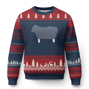 Found Minimalist Sheep Ugly Christmas Sweater Christian Psalm 23 Lamb