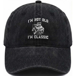 I'm Not Old I'm Classic Washed Cotton Baseball Cap Flathead V8 Engine Silhouette