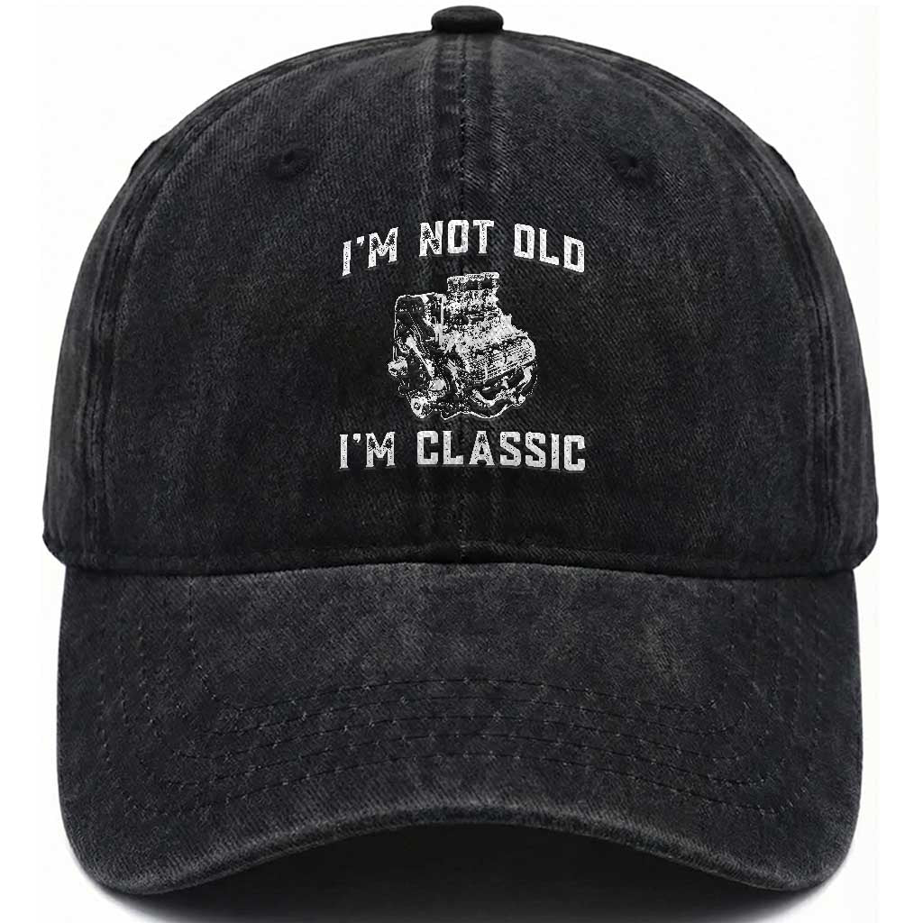 I'm Not Old I'm Classic Washed Cotton Baseball Cap Flathead V8 Engine Silhouette TS14 Print Your Wear