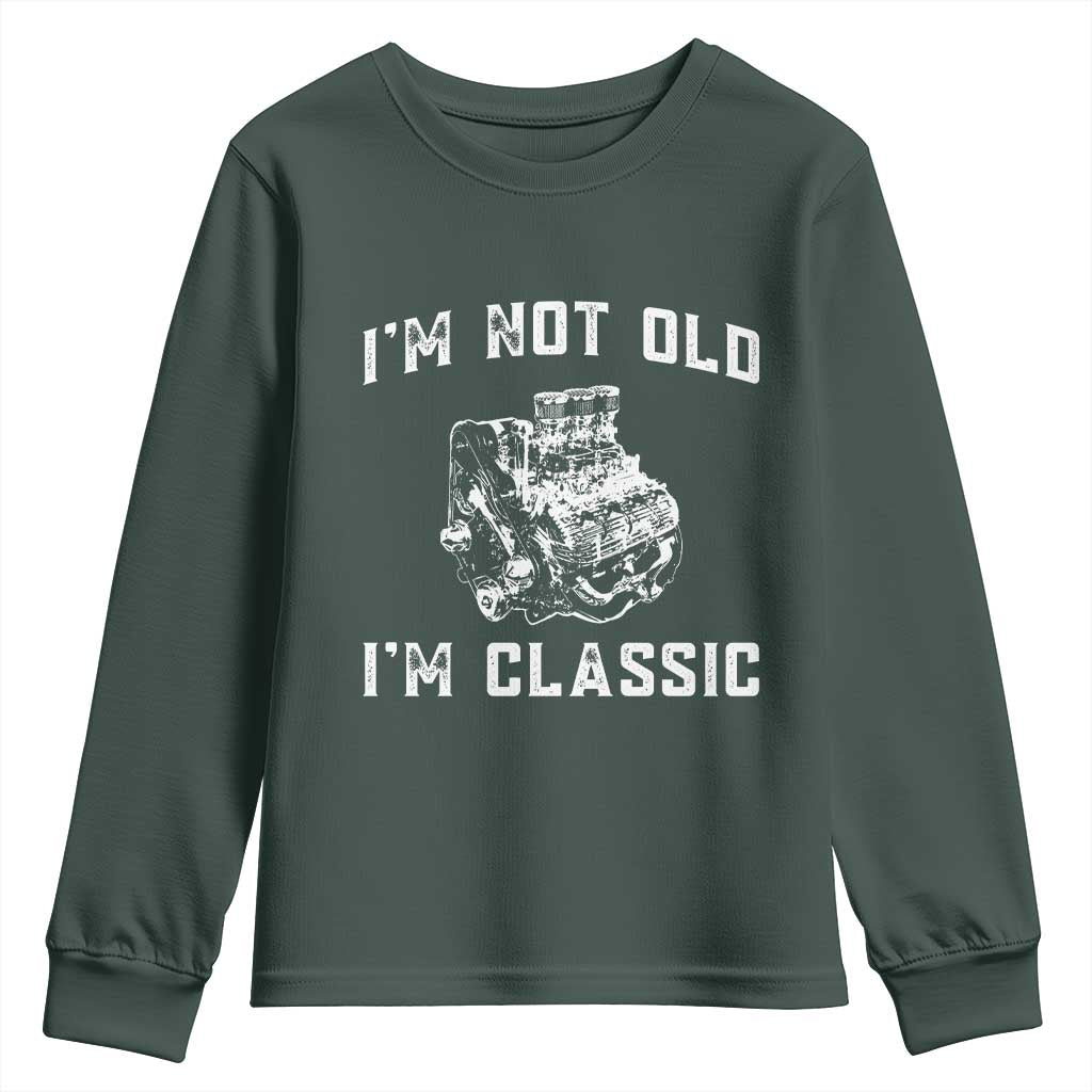 I'm Not Old I'm Classic Youth Sweatshirt Flathead V8 Engine Silhouette