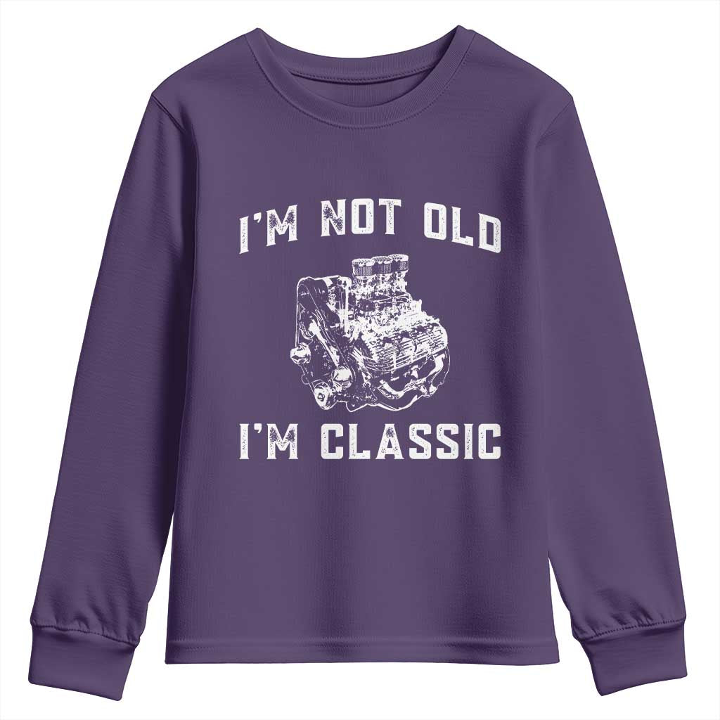 I'm Not Old I'm Classic Youth Sweatshirt Flathead V8 Engine Silhouette