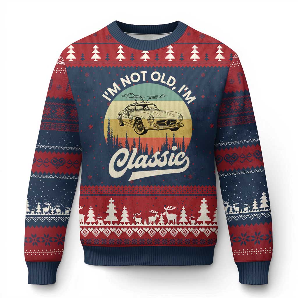I'm Not Old I'm Classic Ugly Christmas Sweater Retro Sports Car Euro Classic