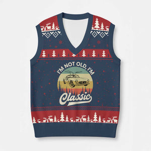 I'm Not Old I'm Classic V-Neck Knit Sweater Vest Retro Sports Car Euro Classic