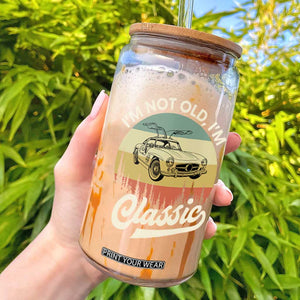 I'm Not Old I'm Classic Glass Can Retro Sports Car Euro Classic