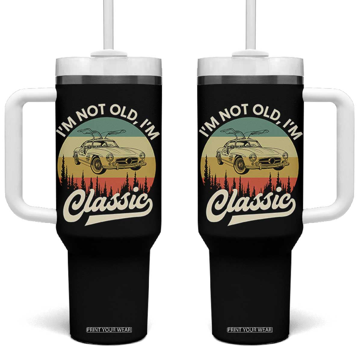 I'm Not Old I'm Classic Tumbler With Handle Retro Sports Car Euro Classic