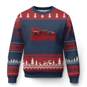 Supercar Exotic Italian Sports Car Graphic Ugly Christmas Sweater