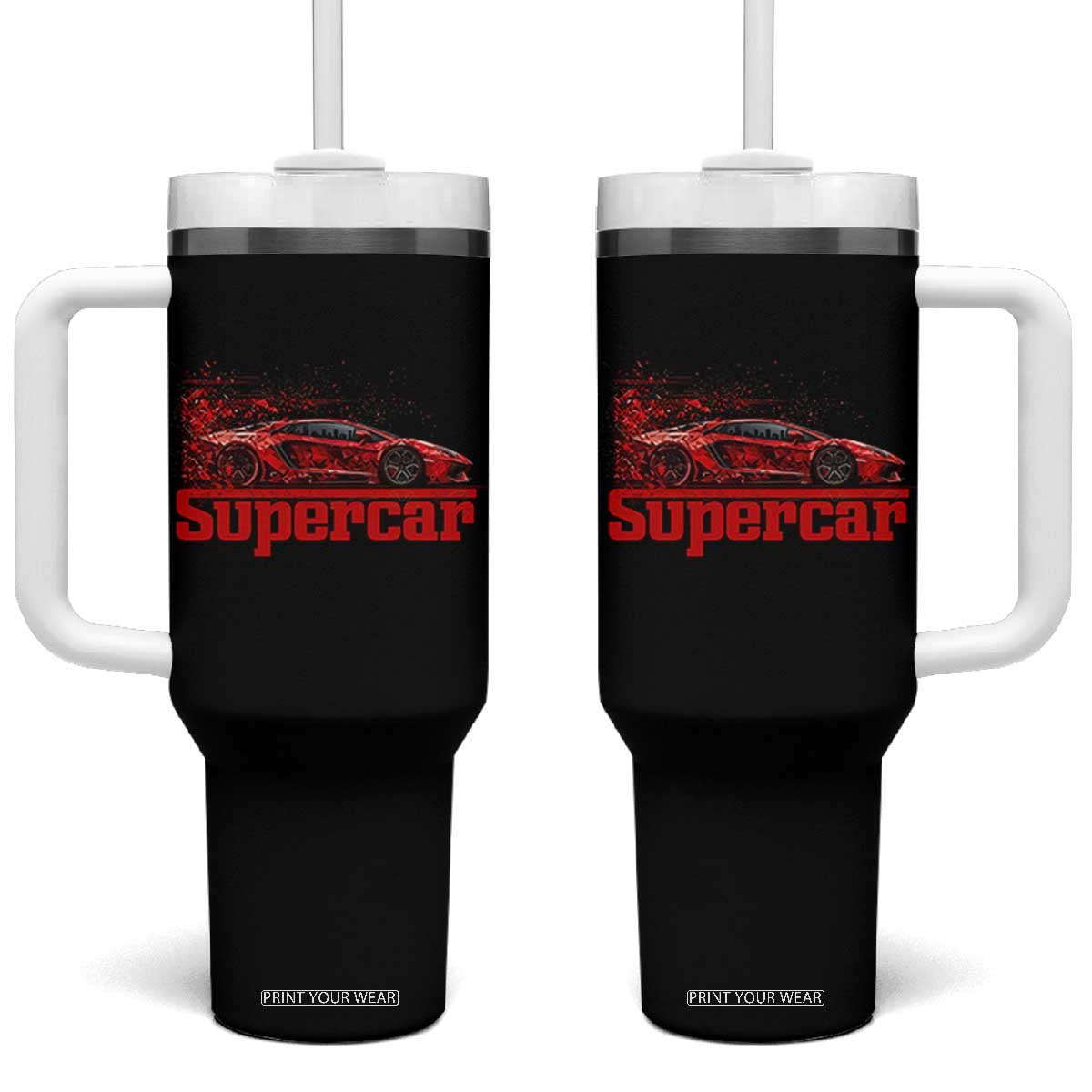 Supercar Exotic Italian Sports Car Graphic Tumbler With Handle
