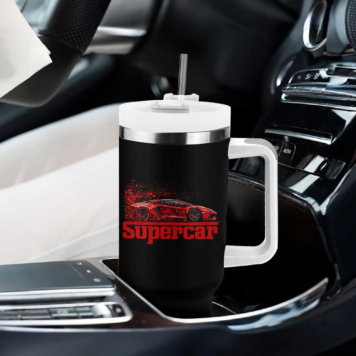 Supercar Exotic Italian Sports Car Graphic Tumbler With Handle