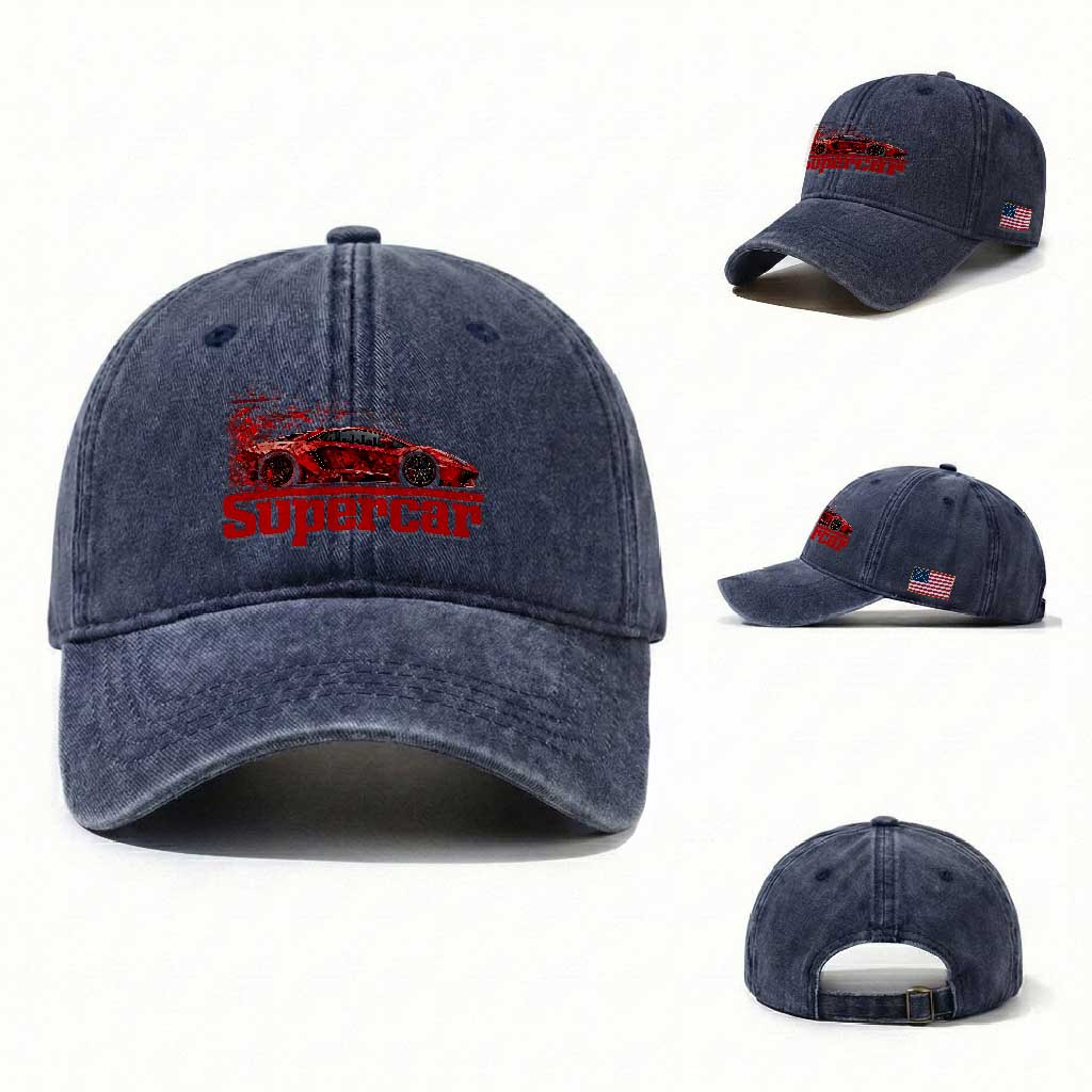 Supercar Exotic Italian Sports Car Graphic Washed Cotton Baseball Cap