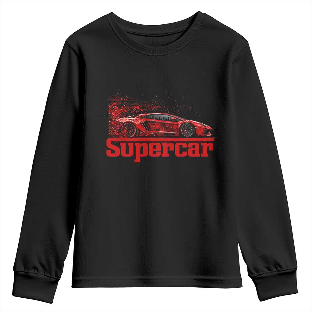 Supercar Exotic Italian Sports Car Graphic Youth Sweatshirt TS14 Black Print Your Wear