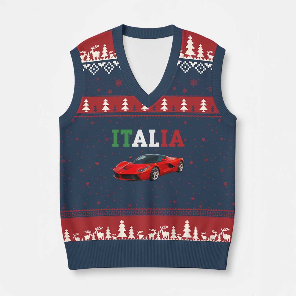 Fun Italian Exotic Supercar V-Neck Knit Sweater Vest