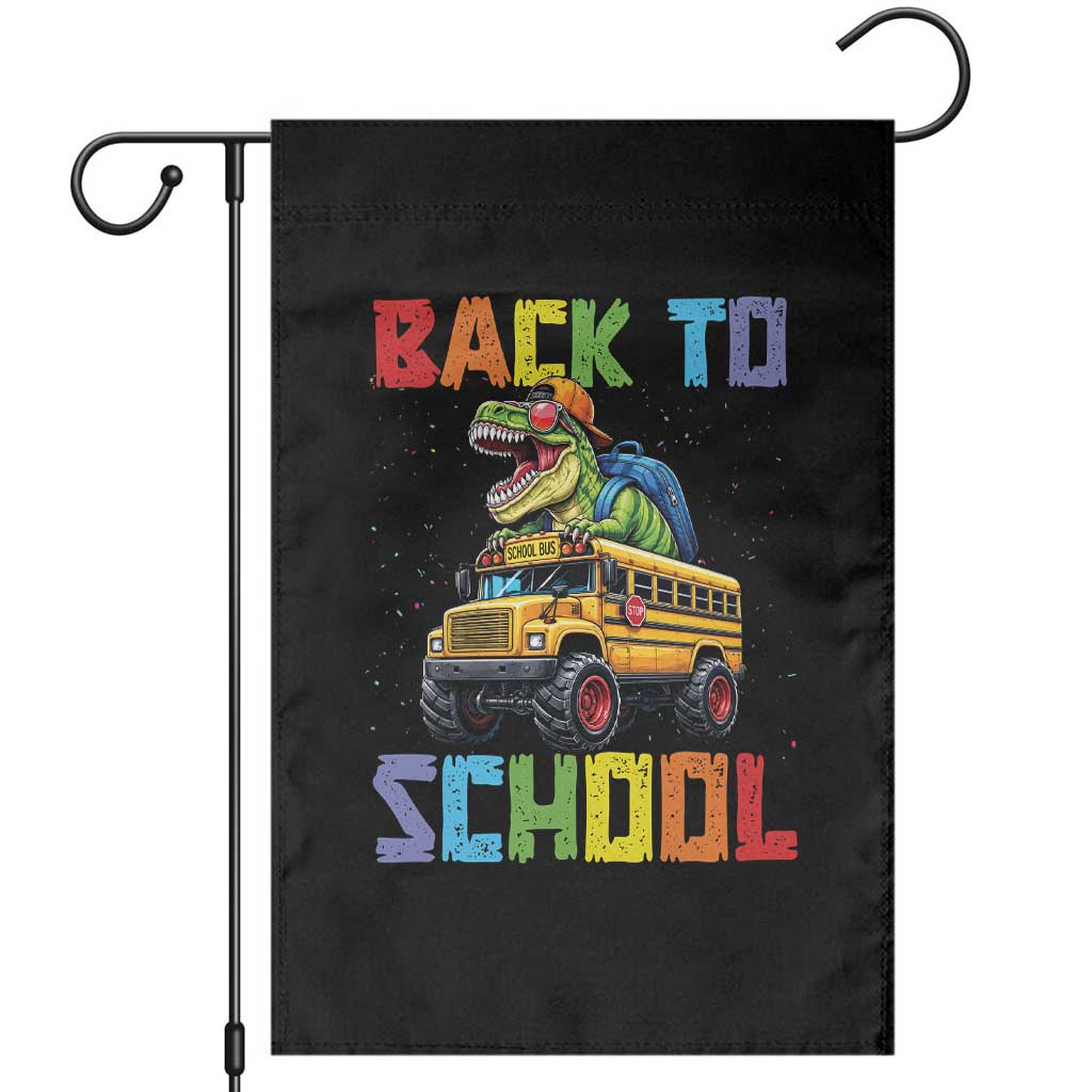 Bruh We Back Garden Flag Funny Dinosaur Back To School Dinosaur