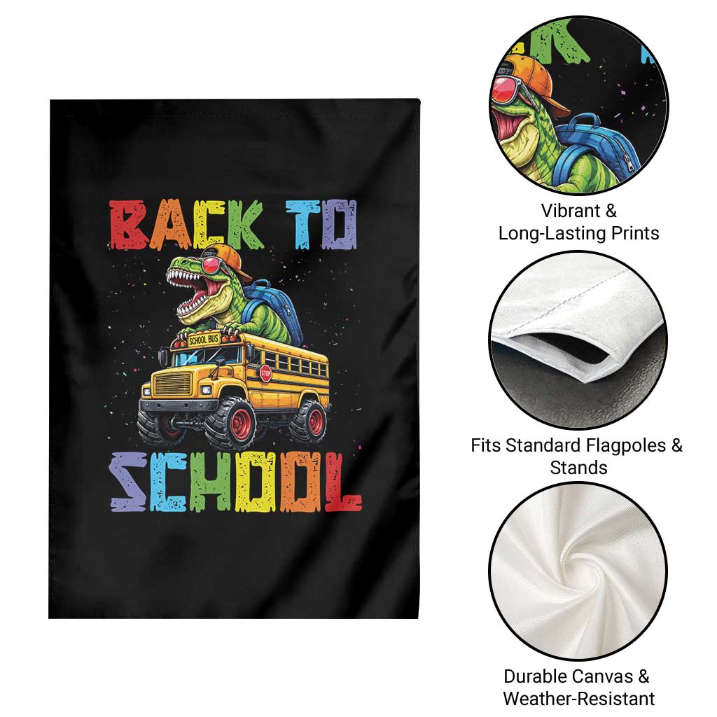 Bruh We Back Garden Flag Funny Dinosaur Back To School Dinosaur