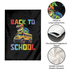 Bruh We Back Garden Flag Funny Dinosaur Back To School Dinosaur