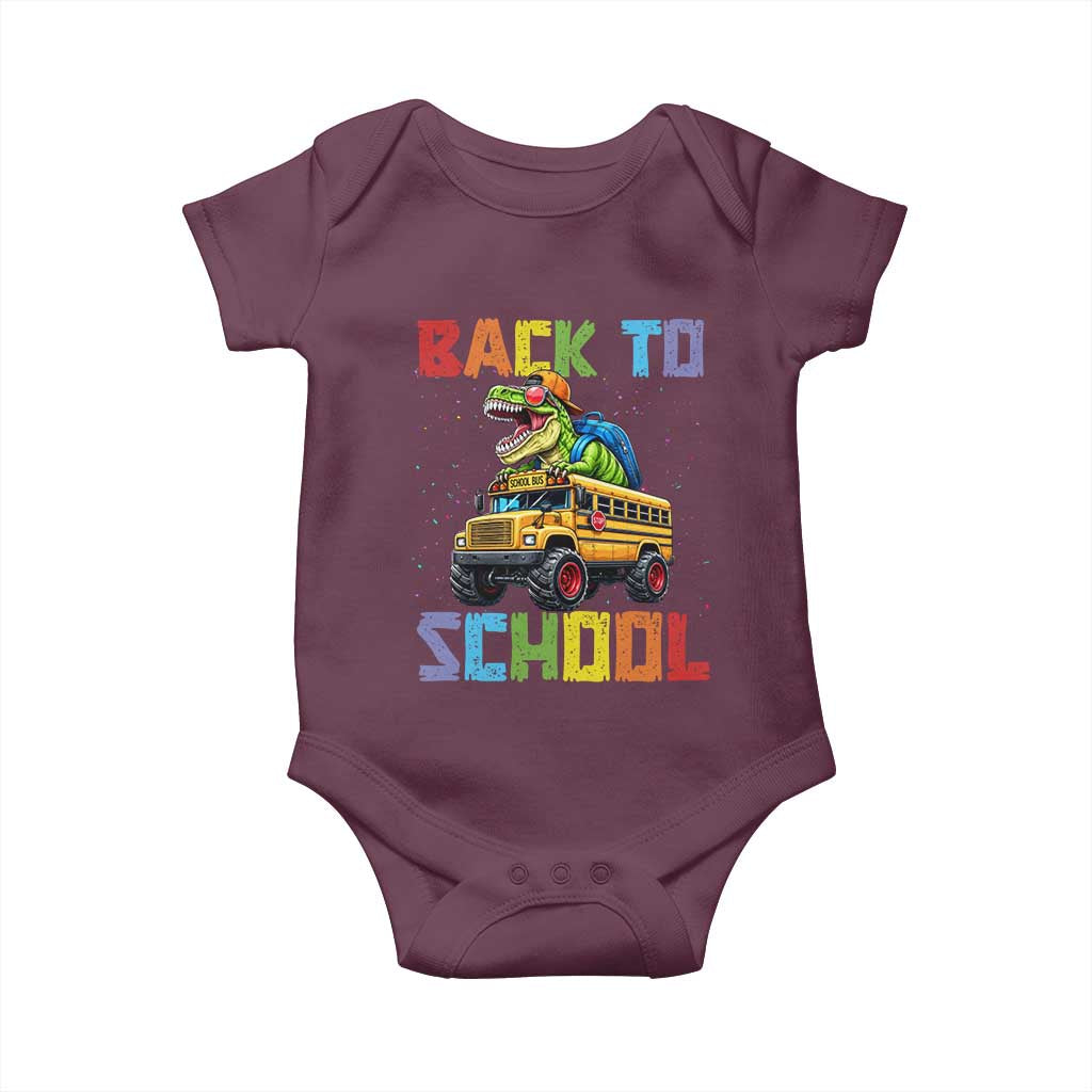 Bruh We Back Baby Onesie Funny Dinosaur Back To School Dinosaur