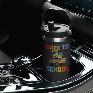 Bruh We Back Flip Straw Tumbler Funny Dinosaur Back To School Dinosaur